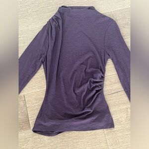 Nation LTD Long Sleeve Ruched Tee, eggplant color, size xs